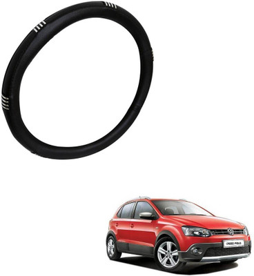 AYW Steering Cover For Volkswagen Polo Cross(Chrome, Black, Leather)