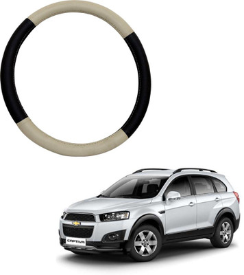 MATIES Steering Cover For Hyundai Captiva(Beige Brown, Leatherite)