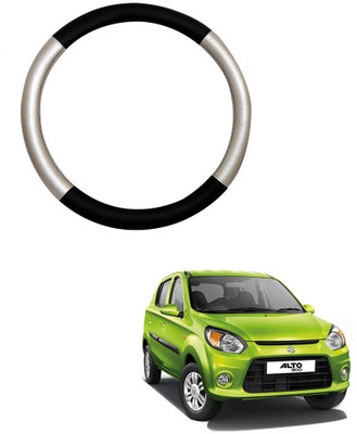 AYW Steering Cover For Maruti Alto 800(Silver, Black, Leather)