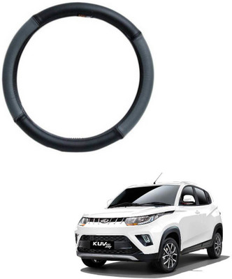 AYW Steering Cover For Mahindra KUV 100(Grey, Black, Leather)