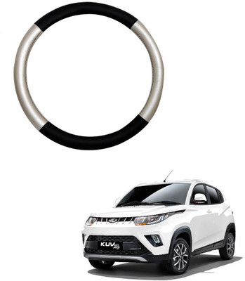AYW Steering Cover For Mahindra KUV 100(Silver, Black, Leather)