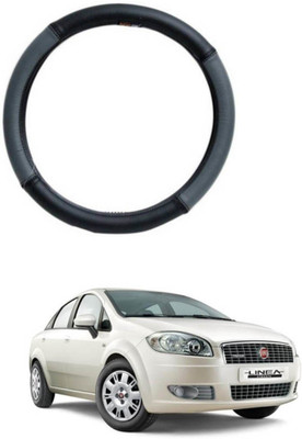 MATIES Steering Cover For Fiat Linea Classic(Grey Black, Leatherite)