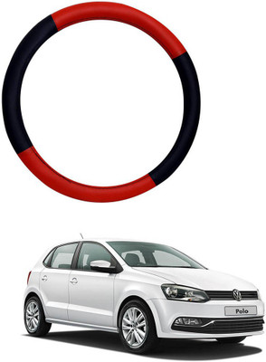 MATIES Steering Cover For Volkswagen Polo(Red Black, Leatherite)