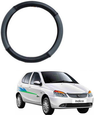 MATIES Steering Cover For Tata Indica(Grey Black, Leatherite)
