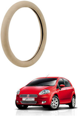 AYW Steering Cover For Fiat Grand Punto(Beige, Leather)