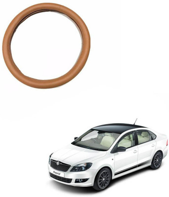 MATIES Steering Cover For Skoda Rapid(Tan, Leatherite)