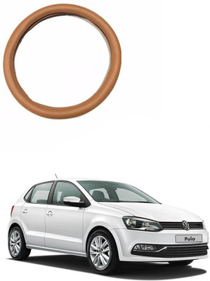 MATIES Steering Cover For Volkswagen Polo(Tan, Leatherite)
