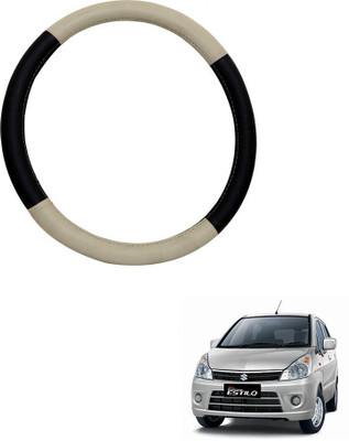 MATIES Steering Cover For Toyota Etios Cross(Beige Black, Leatherite)