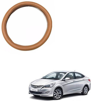 AYW Steering Cover For Hyundai Fluidic Verna(Tan, Leather)