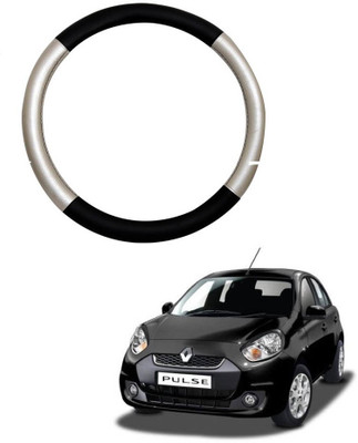 MATIES Steering Cover For Renault Pulse(Silver Black, Leatherite)