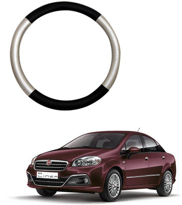 AYW Steering Cover For Fiat Linea(Silver, Black, Leather)