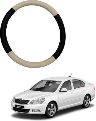 AYW Steering Cover For Fiat Linea Classic(Beige, Black, Leather)