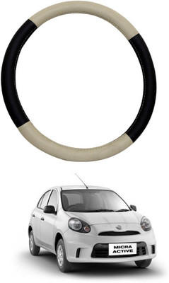 MATIES Steering Cover For Nissan Micra Active(Beige Brown, Leatherite)