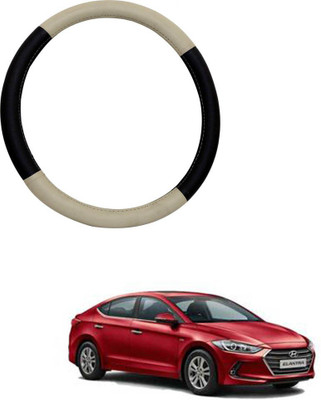 MATIES Steering Cover For Ford Endeavour(Beige Black, Leatherite)