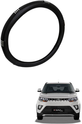 AYW Steering Cover For Mahindra KUV100(Chrome, Black, Leather)