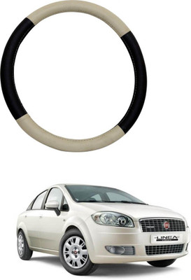 AYW Steering Cover For Fiat Linea(Beige, Black, Leather)