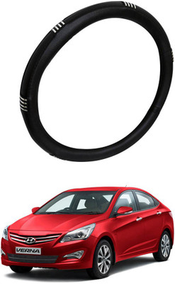 AYW Steering Cover For Hyundai Verna Fluidic(Chrome, Black, Leather)