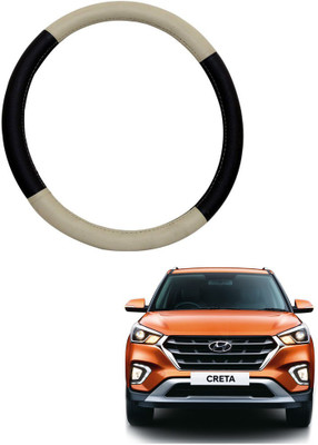 MATIES Steering Cover For Hyundai Creta(Beige Brown, Leatherite)