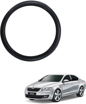 AYW Steering Cover For Skoda Octavia(Black, Leather)