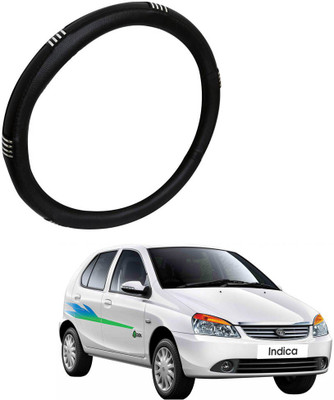 AYW Steering Cover For Tata Indica(Chrome, Black, Leather)