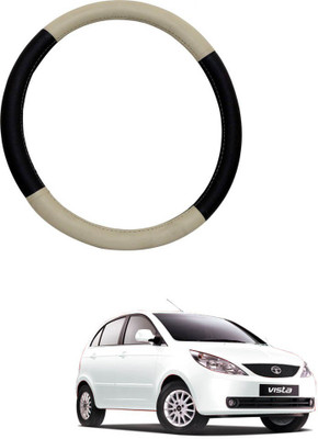 AYW Steering Cover For Tata Vista(Beige, Black, Leather)