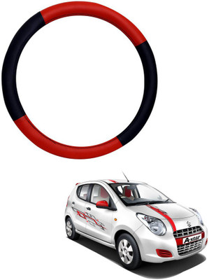 MATIES Steering Cover For Maruti A-Star(Red Black, Leatherite)