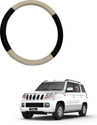 AYW Steering Cover For Mahindra TUV 300(Beige, Black, Leather)