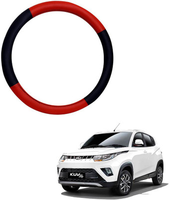 AYW Steering Cover For Mahindra KUV 100(Red, Black, Leather)