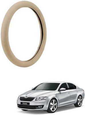 MATIES Steering Cover For Skoda Octavia(Beige, Leatherite)