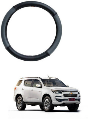 MATIES Steering Cover For Chevrolet Trailblazer(Grey Black, Leatherite)