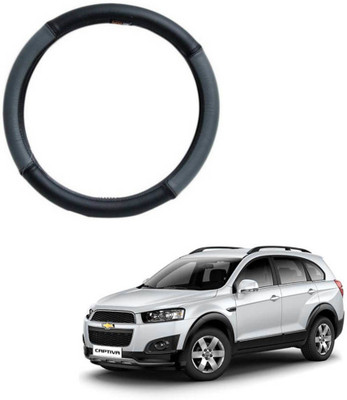 MATIES Steering Cover For Hyundai Captiva(Grey Black, Leatherite)