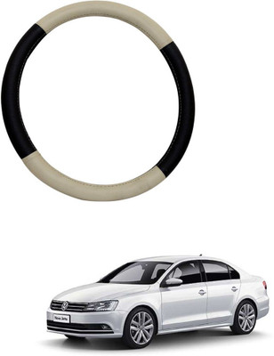 MATIES Steering Cover For Volkswagen Jetta(Beige Brown, Leatherite)