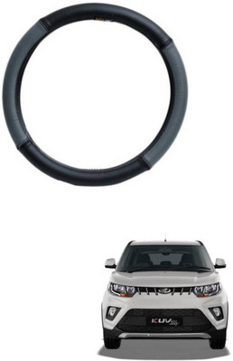 AYW Steering Cover For Mahindra KUV100(Grey, Black, Leather)