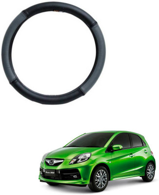 MATIES Steering Cover For Honda Brio(Grey Black, Leatherite)