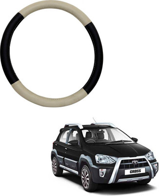 MATIES Steering Cover For Toyota Etios Liva(Beige Black, Leatherite)