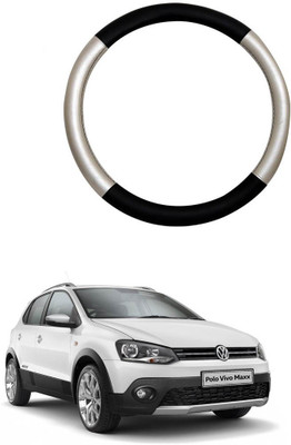MATIES Steering Cover For Volkswagen Polo Exquisite(Silver Black, Leatherite)