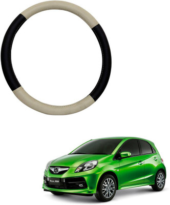 MATIES Steering Cover For Honda Brio(Beige Brown, Leatherite)