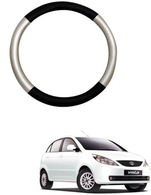 AYW Steering Cover For Tata Vista(Silver, Black, Leather)
