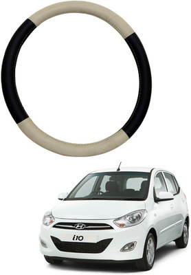 AYW Steering Cover For Hyundai i10(Beige, Brown, Leather)