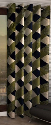 N2C Home 152 cm (5 ft) Polyester Semi Transparent Window Curtain Single Curtain(Abstract, Green)