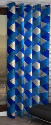 Styletex 270 cm (9 ft) Long Door Polyester Semi Transparent Curtain Single Curtain(Blue, Abstract)