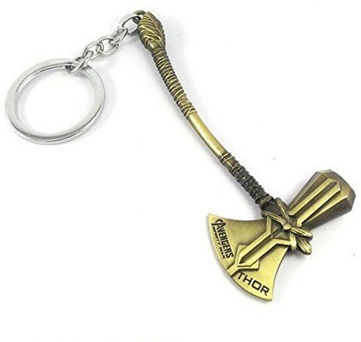 De-Ultimate Golden Color Avengers Infinity War Thor Hammer And Mjolnir Axe Metal Key Chain