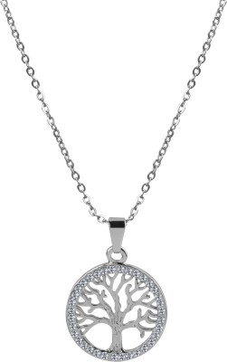SILVER SHINE Graceful Pendent Chain With Tree Shape Pendent Design Diamond Alloy Chain
