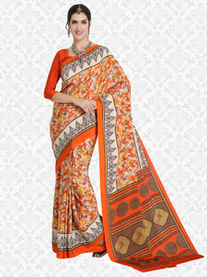 Divastri Printed Bollywood Crepe Saree(Orange)
