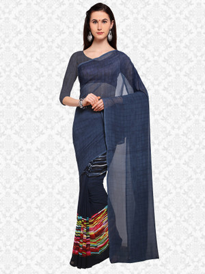 Divastri Printed, Self Design, Solid/Plain Bollywood Georgette Saree(Dark Blue)