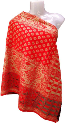 Kashmiri Wool Embellished Women Shawl(Red)