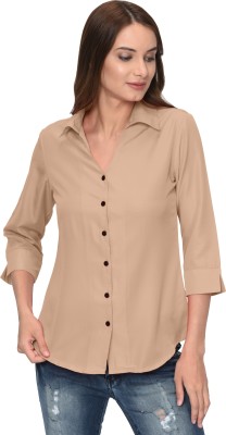 Thisbe Women Solid Casual Cream Shirt
