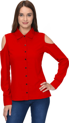 Thisbe Women Solid Casual Red Shirt