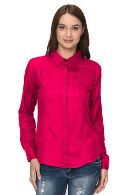 Thisbe Women Solid Casual Pink Shirt
