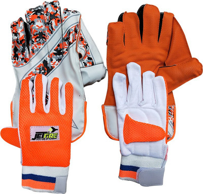 JetFire College Wicket Keeping Gloves Combo With Inner Gloves (Men, Orange) Wicket Keeping Gloves(Orange)